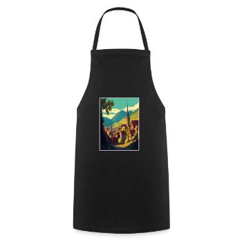 Transylvania Romania Village Room Travel Poster - Cooking Apron - black - Front - AI Model Male 185 dark (185cm)