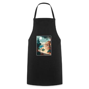 Rhodes Grèce Décoration Vintage Voyage Affiche WPA - Tablier de cuisine - noir - Devant - AI Model Male 185 dark (185cm)