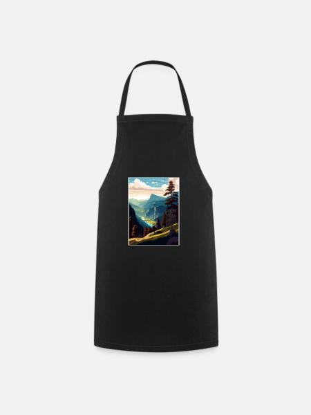 Pieniny Polska Plakat Podróżniczy Vintage WPA Souvenir - Fartuch kuchenny - czarny