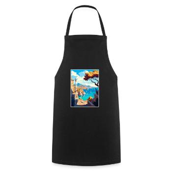 Rhodes Grèce Décoration Vintage Voyage Affiche WPA - Tablier de cuisine - noir - Devant - AI Model Male 185 dark (185cm)