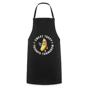 Retro Banana Fitness - Motivational Designs 2024 - Cooking Apron - black - Front - AI Model Male 185 dark (185cm)