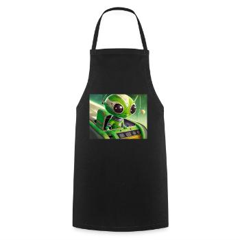 cute little green retro vintage alien flying a UFO - Cooking Apron - black - Front - AI Model Male 185 dark (185cm)