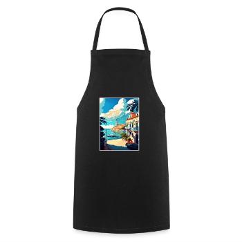Estoril Portugal Vintage voyage affiche Souvenir - Tablier de cuisine - noir - Devant - AI Model Male 185 dark (185cm)