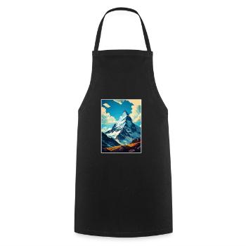 Cervin Suisse Vintage Affiche de voyage WPA - Tablier de cuisine - noir - Devant - AI Model Male 185 dark (185cm)