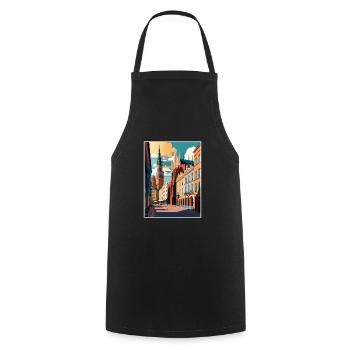 Cracovie Pologne Vintage voyage affiche WPA Souvenir - Tablier de cuisine - noir - Devant - AI Model Male 185 dark (185cm)