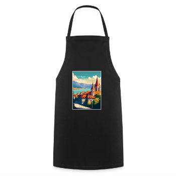 Lausanne Suisse Vintage voyage affiche WPA Art - Tablier de cuisine - noir - Devant - AI Model Male 185 dark (185cm)