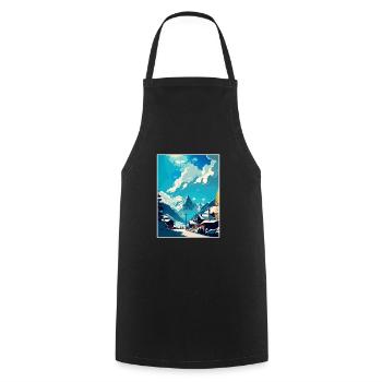Davos Switzerland Vintage Travel Poster Souvenir - Cooking Apron - black - Front - AI Model Male 185 dark (185cm)
