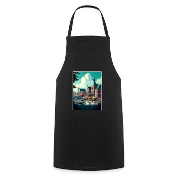 Zwolle Niederlande Vintage Reiseposter Souvenir - Kochschürze - Schwarz - Vorne - AI Model Male 185 dark (185cm)