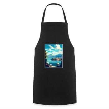 Lago Maggiore Schweiz Vintage Reiseposter - Kochschürze - Schwarz - Vorne - AI Model Male 185 dark (185cm)