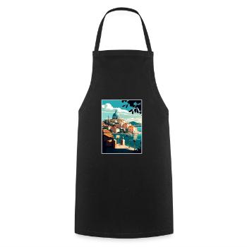 Sibenik Kroatien Vintage Reiseposter WPA Souvenir - Kochschürze - Schwarz - Vorne - AI Model Male 185 dark (185cm)