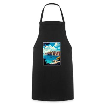 Primosten Kroatien Vintage Reiseposter Souvenir - Kochschürze - Schwarz - Vorne - AI Model Male 185 dark (185cm)