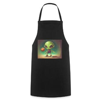 niedliches kleines grünes retro vintage alien basketball - Kochschürze - Schwarz - Vorne - AI Model Male 185 dark (185cm)