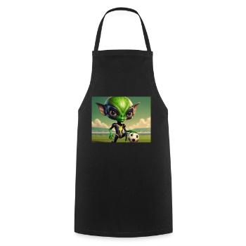 cute little green retro vintage alien everyday - Cooking Apron - black - Front - AI Model Male 185 dark (185cm)
