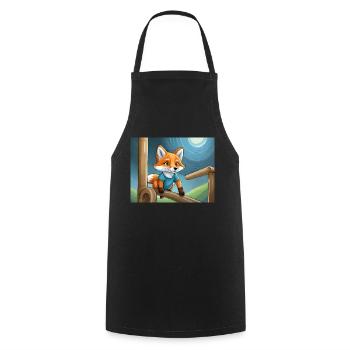 Niedlicher kleiner Teufel Fuchs Alltag – Spielplatz - Kochschürze - Schwarz - Vorne - AI Model Male 185 dark (185cm)