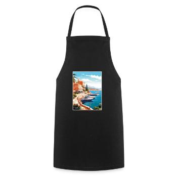 Cote D Azur Frankreich Vintage Reiseposter Souvenir - Kochschürze - Schwarz - Vorne - AI Model Male 185 dark (185cm)