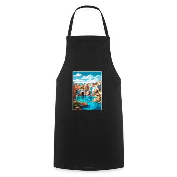 Crète Grèce Décoration Vintage Voyage Affiche WPA - Tablier de cuisine - noir - Devant - AI Model Male 185 dark (185cm)