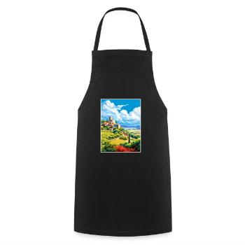 Provence Frankreich Vintage Reiseposter WPA Souvenir - Kochschürze - Schwarz - Vorne - AI Model Male 185 dark (185cm)