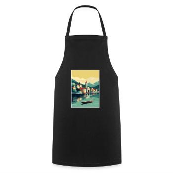 Comer See Italien Dekoration Vintage Reiseposter - Kochschürze - Schwarz - Vorne - AI Model Male 185 dark (185cm)
