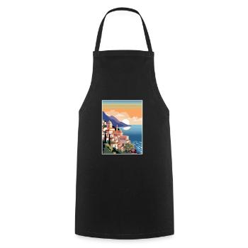Amalfi Italie Décoration Vintage Voyage Affiche WPA - Tablier de cuisine - noir - Devant - AI Model Male 185 dark (185cm)