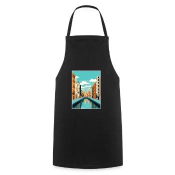 Bilbao Spanien Vintage Reiseposter WPA Souvenir - Kochschürze - Schwarz - Vorne - AI Model Male 185 dark (185cm)