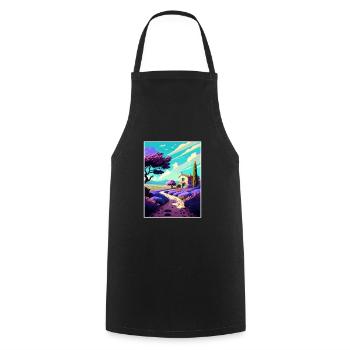 Provence Frankreich Vintage Reiseposter WPA Souvenir - Kochschürze - Schwarz - Vorne - AI Model Male 185 dark (185cm)