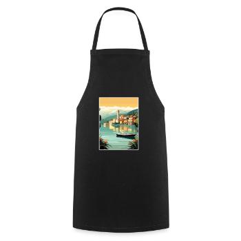 Comer See Italien Dekoration Vintage Reiseposter - Kochschürze - Schwarz - Vorne - AI Model Male 185 dark (185cm)