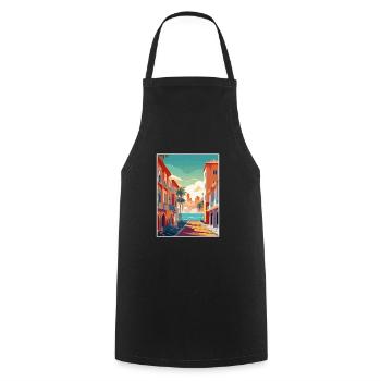 Costa del Sol Spanien Vintage Reiseposter Souvenir - Kochschürze - Schwarz - Vorne - AI Model Male 185 dark (185cm)