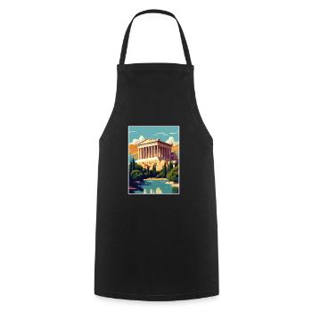 Athens Greece Decoration Vintage Travel Poster WPA - Cooking Apron - black - Front - AI Model Male 185 dark (185cm)