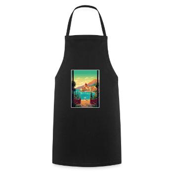 Sicile Italie Décoration Vintage Voyage Affiche WPA - Tablier de cuisine - noir - Devant - AI Model Male 185 dark (185cm)