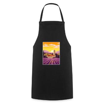 Provence Frankreich Vintage Reiseposter WPA Souvenir - Kochschürze - Schwarz - Vorne - AI Model Male 185 dark (185cm)