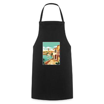 Costa Brava Spanien Vintage Reiseposter Souvenir - Kochschürze - Schwarz - Vorne - AI Model Male 185 dark (185cm)