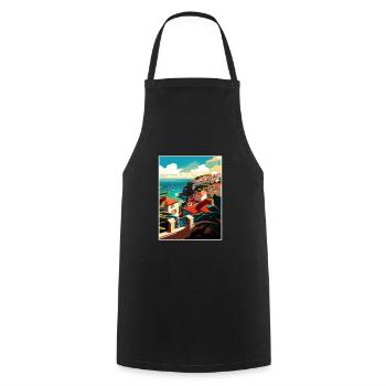 Sao Miguel Portugal Vintage Travel Poster Souvenir - Cooking Apron - black - Front - AI Model Male 185 dark (185cm)