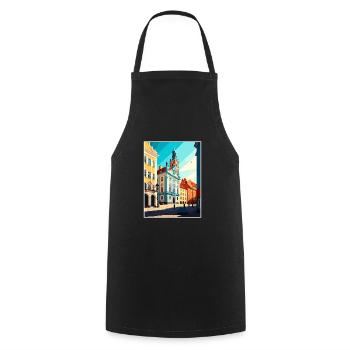 Czestochowa Pologne Vintage voyage affiche Souvenir - Tablier de cuisine - noir - Devant - AI Model Male 185 dark (185cm)
