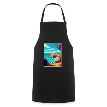 Albufeira Portugal Cascais Vintage Travel Poster - Cooking Apron - black - Front - AI Model Male 185 dark (185cm)