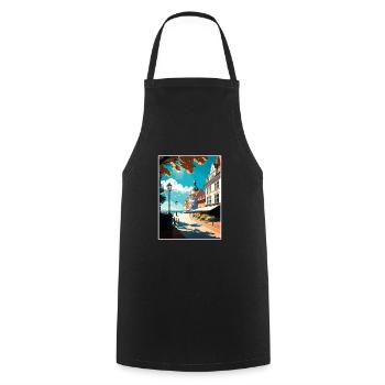 Sopot Polen Vintage Reiseposter WPA Souvenir - Kochschürze - Schwarz - Vorne - AI Model Male 185 dark (185cm)