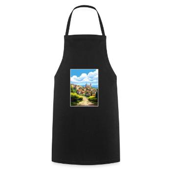 Bergamo Italien Vintage Reiseposter WPA Souvenir - Kochschürze - Schwarz - Vorne - AI Model Male 185 dark (185cm)