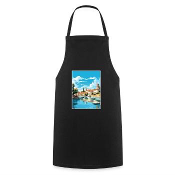 Savonlinna Finlande Vintage voyage affiche Souvenir - Tablier de cuisine - noir - Devant - AI Model Male 185 dark (185cm)