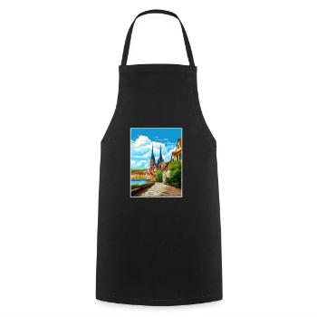 Magdeburg Decoration Germany Vintage Travel Poster - Cooking Apron - black - Front - AI Model Male 185 dark (185cm)