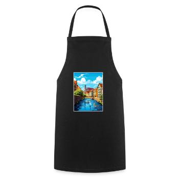 Stuttgart Allemagne Vintage Travel Poster Souvenir - Tablier de cuisine - noir - Devant - AI Model Male 185 dark (185cm)