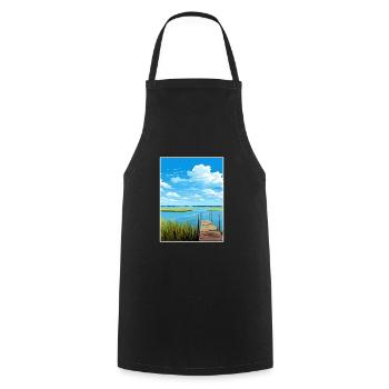 Lac Albufera Espagne Ibiza Déco Affiche de voyage - Tablier de cuisine - noir - Devant - AI Model Male 185 dark (185cm)