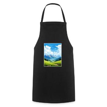 Reiseplakat des Pyrenäen-Nationalparks in Frankreich - Kochschürze - Schwarz - Vorne - AI Model Male 185 dark (185cm)