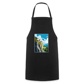 Château de Predjama Slovénie Lac de Bled Affiche de voyage - Tablier de cuisine - noir - Devant - AI Model Male 185 dark (185cm)