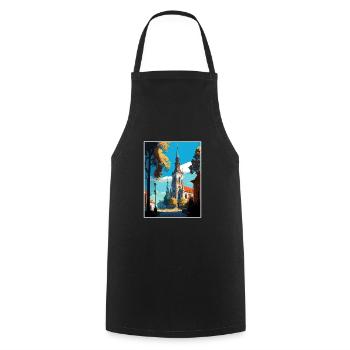 Bialystok Pologne Vintage voyage affiche Souvenir - Tablier de cuisine - noir - Devant - AI Model Male 185 dark (185cm)