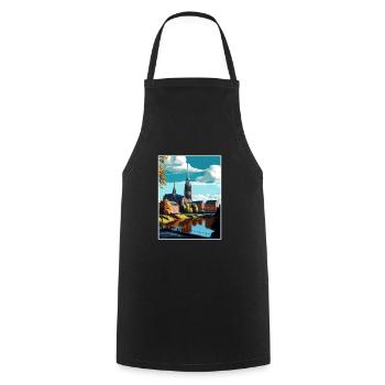 Uppsala Sweden Vintage Travel Poster WPA Souvenir - Cooking Apron - black - Front - AI Model Male 185 dark (185cm)