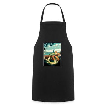 Visby Sweden Vintage Travel Poster WPA Souvenir - Cooking Apron - black - Front - AI Model Male 185 dark (185cm)