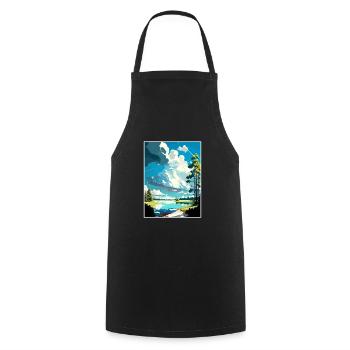 Leksand Suède Vintage voyage affiche WPA Souvenir - Tablier de cuisine - noir - Devant - AI Model Male 185 dark (185cm)
