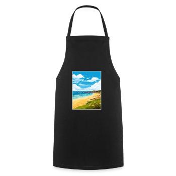 Porthgwidden Beach Cornwall Affiche de voyage Vintage - Tablier de cuisine - noir - Devant - AI Model Male 185 dark (185cm)