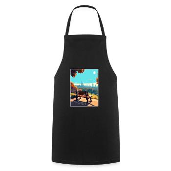 Hampstead Heath London Skyline Travel Poster - Cooking Apron - black - Front - AI Model Male 185 dark (185cm)