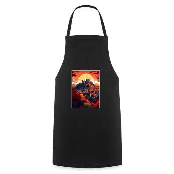 Edinburghscape European Scotland Travel Poster - Cooking Apron - black - Front - AI Model Male 185 dark (185cm)