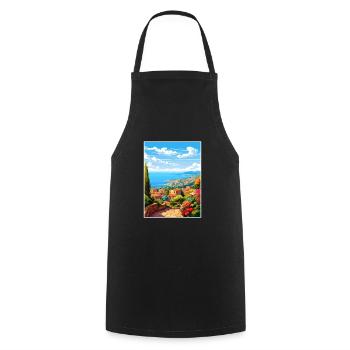 Cote D Azur Frankreich Vintage Reiseposter Souvenir - Kochschürze - Schwarz - Vorne - AI Model Male 185 dark (185cm)